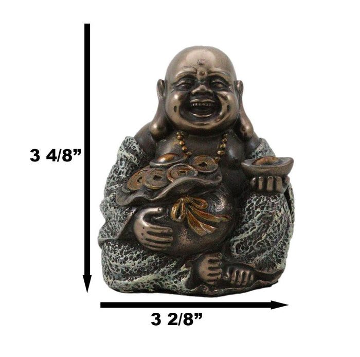 Ebros Gift Lucky Buddha With Golden Nugget & Coins Figurine Buddhism Eastern Enlightenment