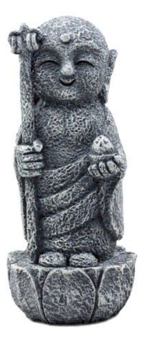 Ebros Gift Lucky Japanese Jizo Monk Holding Staff & Jewel Figurine 5"H Bodhisattva Buddha