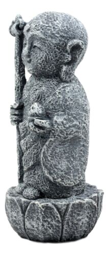 Ebros Gift Lucky Japanese Jizo Monk Holding Staff & Jewel Figurine 5"H Bodhisattva Buddha