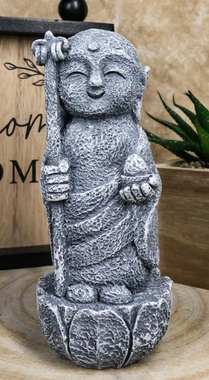 ebros gift Lucky Japanese Jizo Monk Holding Staff & Jewel Figurine 5"H Bodhisattva Buddha