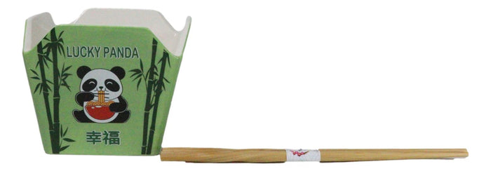 Ebros Gift Lucky Panda With Bamboo Ramen Takeout To Go Box Serving Bowl With Chopsticks Set