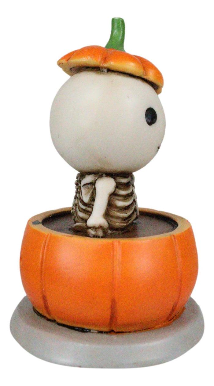 Ebros Gift Lucky The Skeleton Jack O Lantern Bathing In Chocolate Soup Pumpkin Figurine