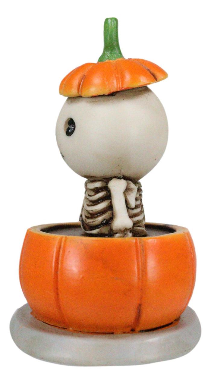 Ebros Gift Lucky The Skeleton Jack O Lantern Bathing In Chocolate Soup Pumpkin Figurine