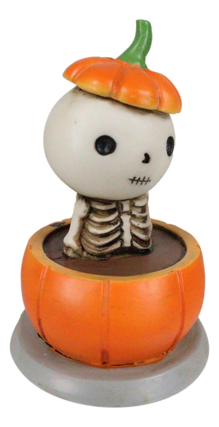 Ebros Gift Lucky The Skeleton Jack O Lantern Bathing In Chocolate Soup Pumpkin Figurine
