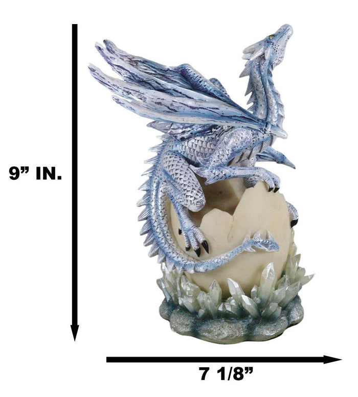 Ebros Gift Luna Shylo Arctic Frost Dragon Emerging From Frozen Crystal Egg Hatchling Statue