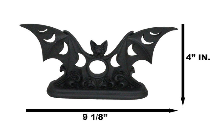 Ebros Gift Lunaeca Gothic Lunar Moon Phases Cutout Winged Vampire Bat Votive Candle Holder