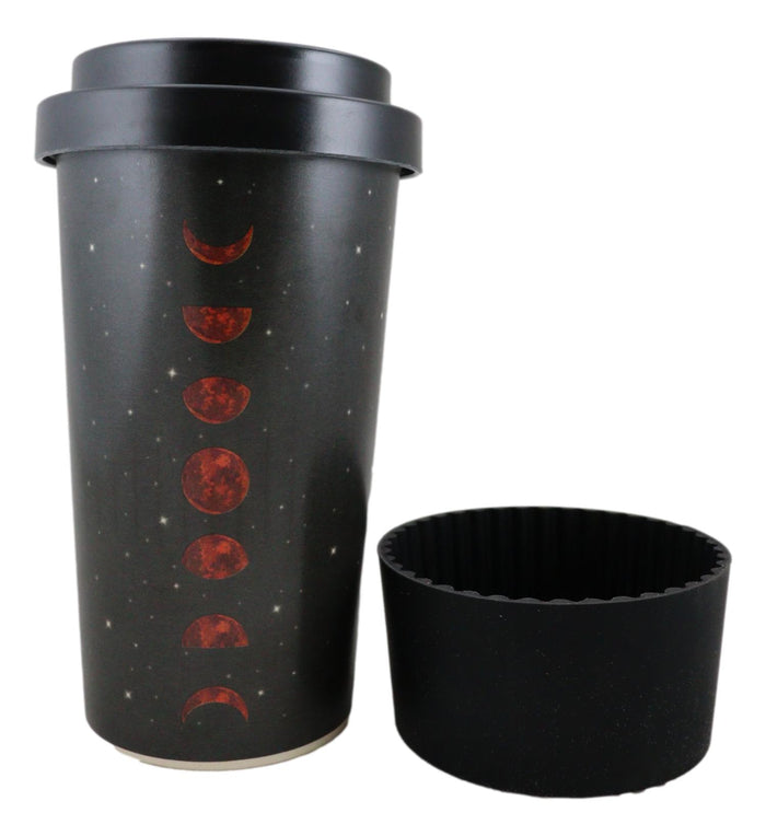 Ebros Gift Lunar Moon Phases With Night Stars Reusable Travel Mug Cup W/ Lid And Sleeve