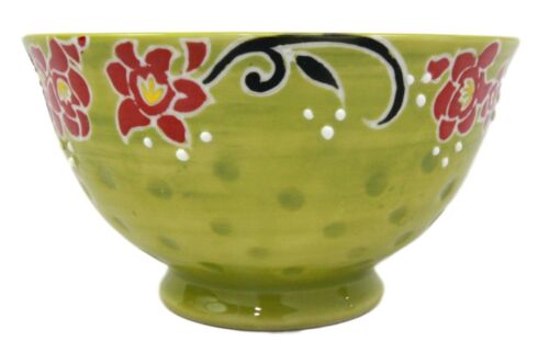 Ebros Gift Luxury Ottoman Style Textured Dining Bowls Set Of 4 Sunflower Green Tapestry