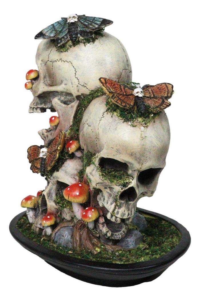 Ebros Gift Macabre Death Moths Toadstool Mushrooms And Moss Fungi Trio Skulls Figurine