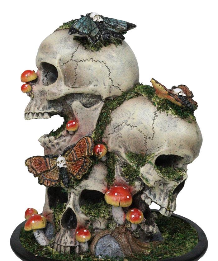 Ebros Gift Macabre Death Moths Toadstool Mushrooms And Moss Fungi Trio Skulls Figurine