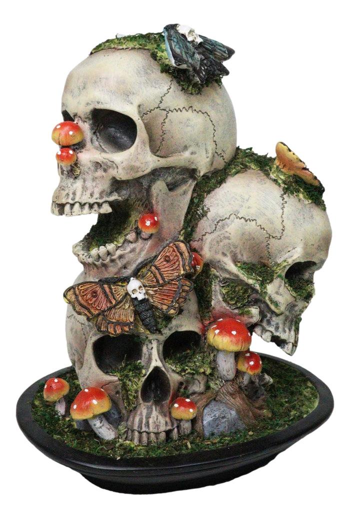 Ebros Gift Macabre Death Moths Toadstool Mushrooms And Moss Fungi Trio Skulls Figurine