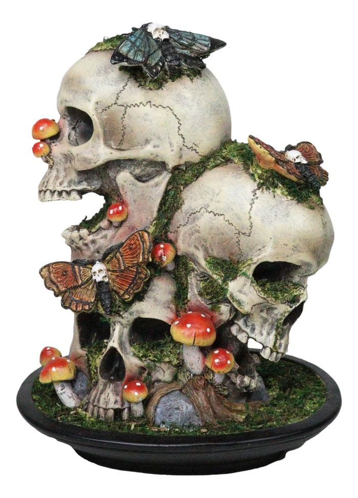 ebros gift Macabre Death Moths Toadstool Mushrooms and Moss Fungi Trio Skulls Figurine