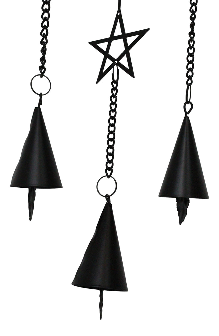 Ebros Gift Macabre Death's Head Skull Black Moth Pentagram Wall Hanging Decoration Chime