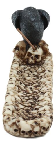 Ebros Gift Macabre Raven Crow Perching On Heap Of Skull Incense Burner Or Holder