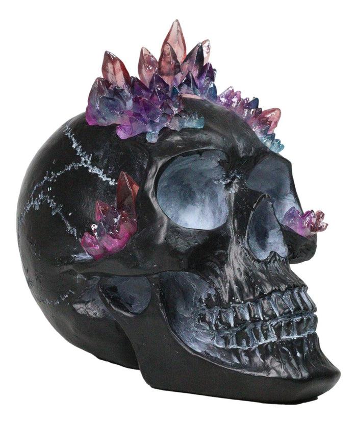 ebros gift Macabre Wicca Magic Purple Hues Crystals Black Cranium Skull Figurine