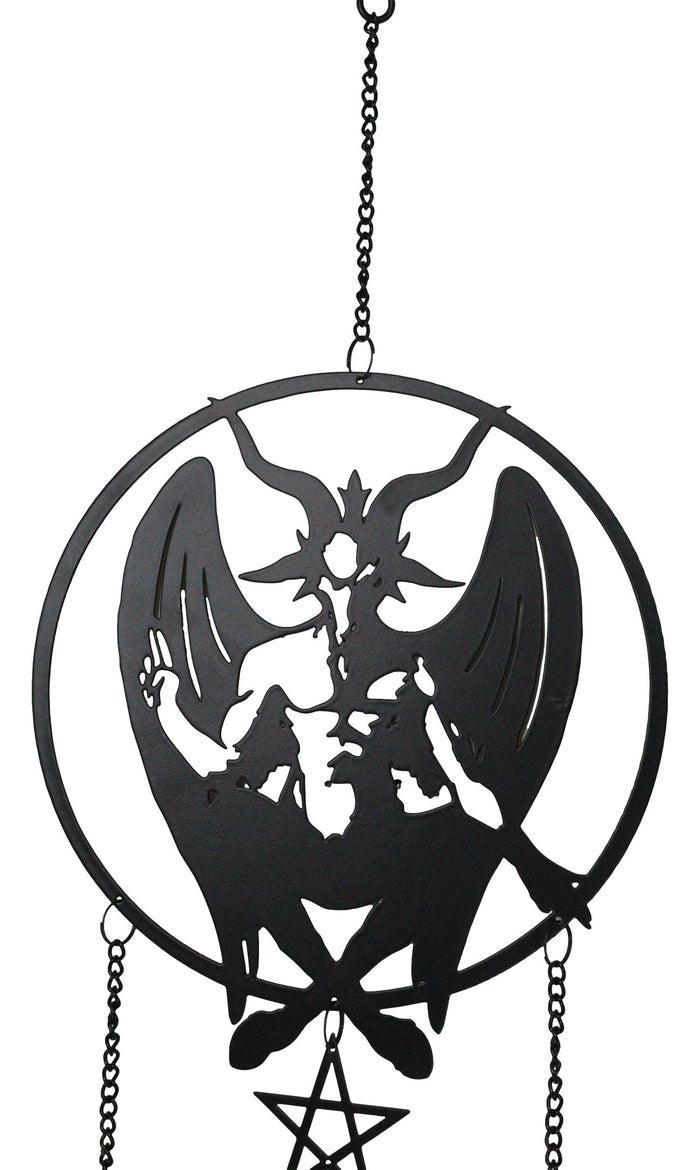 Ebros Gift Macabre Wicca Sabbatic Goat Baphomet Pentagram Wall Hanging Decoration Chime
