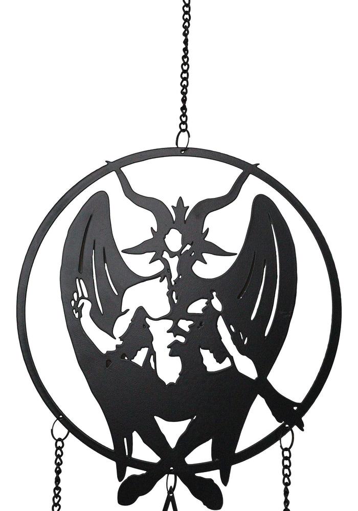 Ebros Gift Macabre Wicca Sabbatic Goat Baphomet Pentagram Wall Hanging Decoration Chime