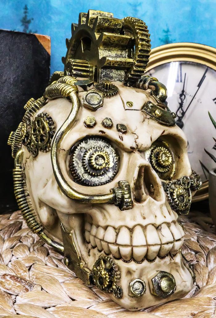 ebros gift Mad Max Geared Mohawk Steampunk Cyborg Clockwork And Pipes Punk Skull Figurine
