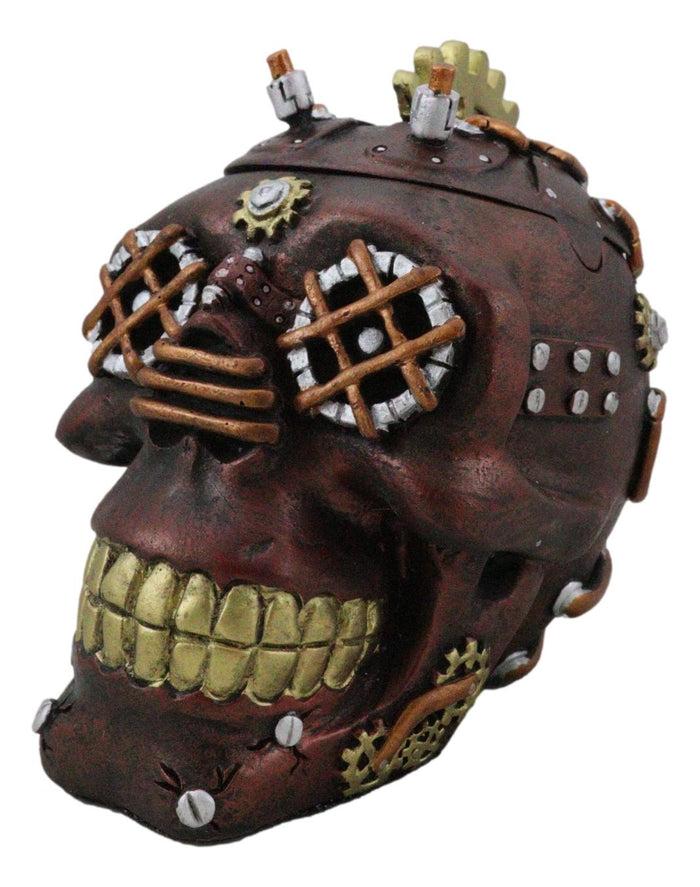 Ebros Gift Mad Max Style Steampunk Cool Punk Gearwork Rock Skull Jewelry Box Figurine
