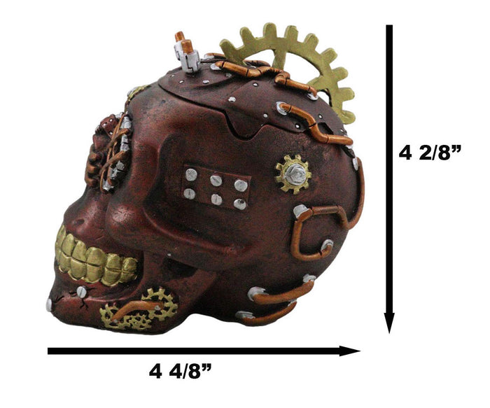 Ebros Gift Mad Max Style Steampunk Cool Punk Gearwork Rock Skull Jewelry Box Figurine