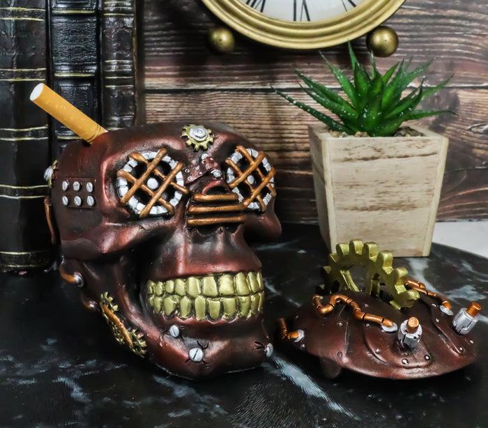 ebros gift Mad Max Style Steampunk Cool Punk Gearwork Rock Skull Jewelry Box Figurine
