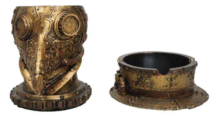 Ebros Gift Mad Science Bizarre Steampunk Plaque Doctor Bust Ashtray Decorative Box Figurine
