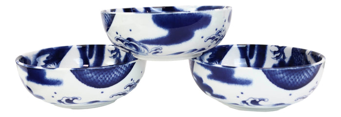 Ebros Gift Made In Japan Asian Oriental Dragons Blue And White Porcelain Bowls Set Of 4