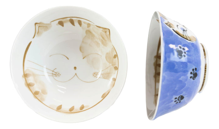 Ebros Gift Made In Japan Blue Lucky Cat Maneki Neko 16oz Soup Rice Cereal Bowls Set Of 6