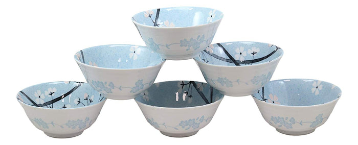 Ebros Gift Made In Japan Cherry Blossoms Soup Rice Pasta Salad Cereal Bowls 6"D 16oz Set 6