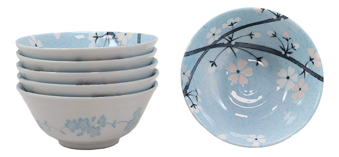 Ebros Gift Made In Japan Cherry Blossoms Soup Rice Pasta Salad Cereal Bowls 6"D 16oz Set 6