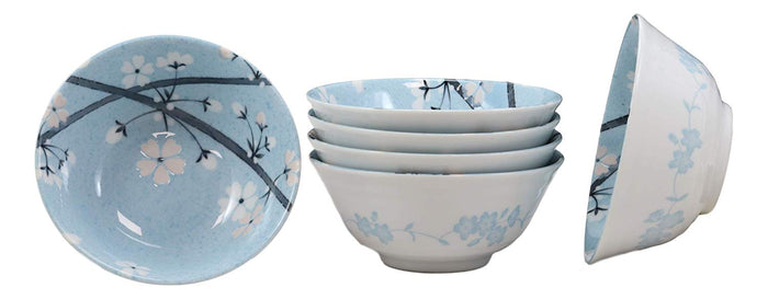 ebros gift Made In Japan Cherry Blossoms Soup Rice Pasta Salad Cereal Bowls 6"D 16oz Set 6