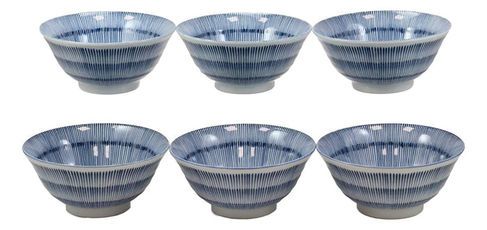 Ebros Gift Made In Japan Seamless Stripes Soup Rice Pasta Salad Cereal Bowls 6"D 16oz Set 6