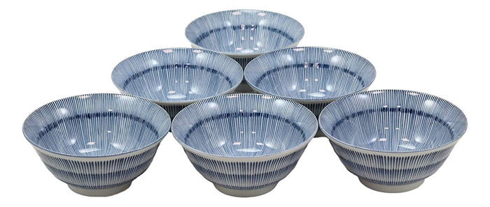 Ebros Gift Made In Japan Seamless Stripes Soup Rice Pasta Salad Cereal Bowls 6"D 16oz Set 6
