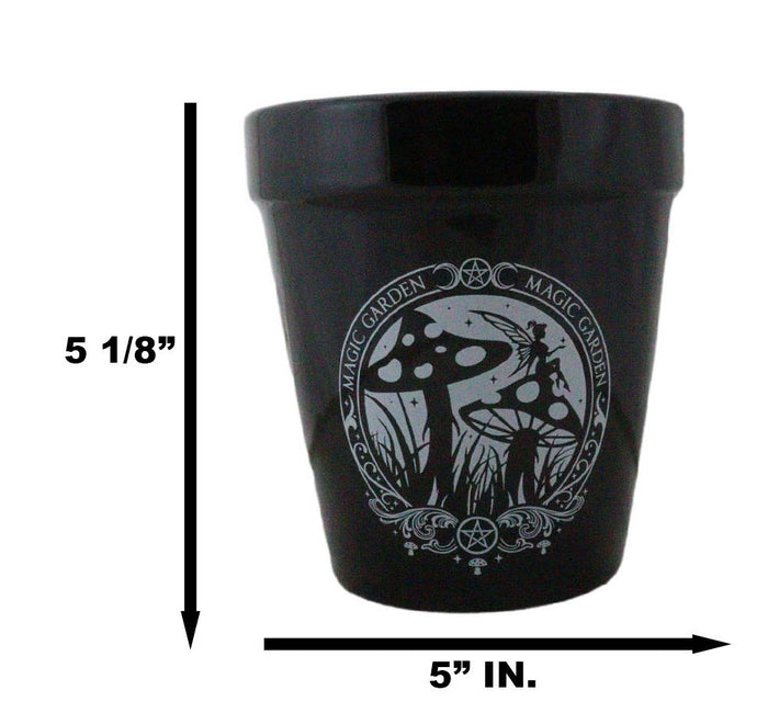 Ebros Gift Magic Garden Fairy Mushrooms Triple Moon Wicca Witch Flower Herbs Planter Pot