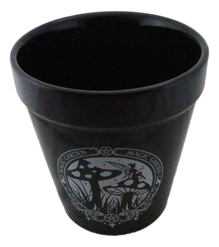 Ebros Gift Magic Garden Fairy Mushrooms Triple Moon Wicca Witch Flower Herbs Planter Pot