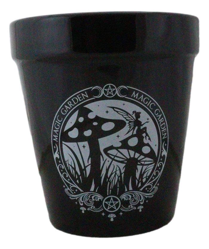 Ebros Gift Magic Garden Fairy Mushrooms Triple Moon Wicca Witch Flower Herbs Planter Pot