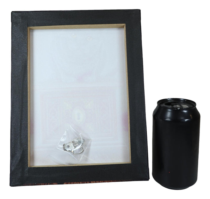 Ebros Gift Magic Key To Pandora's Box Witching Hour Black Cat Wood Framed Canvas Wall Decor