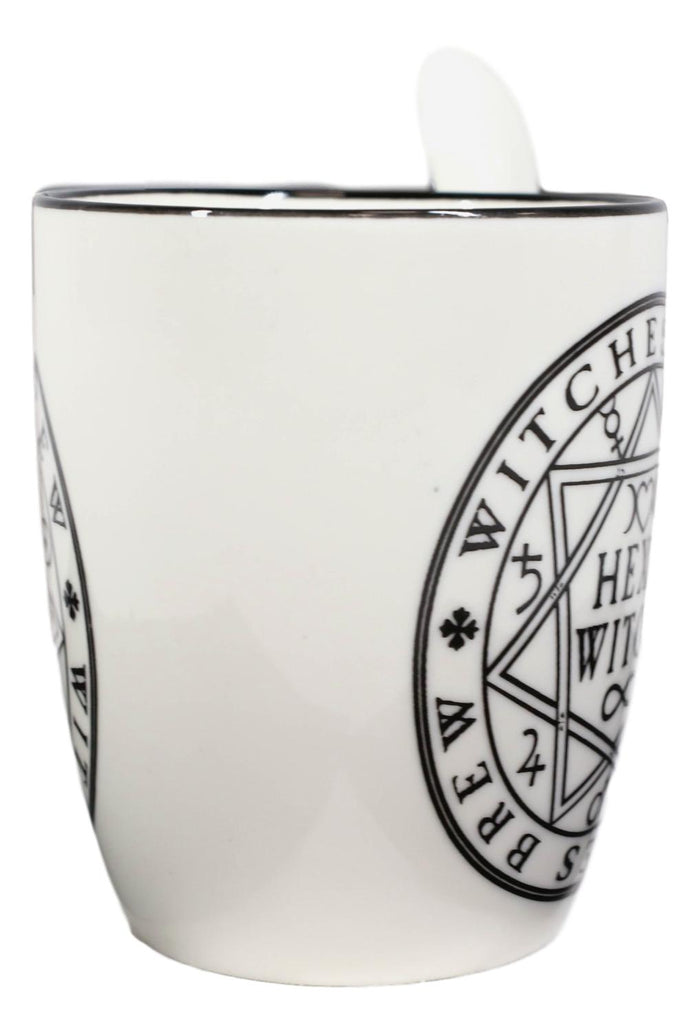 Ebros Gift Magical Symbols Pentacles Witches Brew Hexy Witch Coffee Mug And Spoon Set