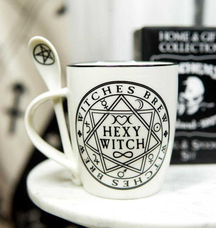 ebros gift Magical Symbols Pentacles Witches Brew Hexy Witch Coffee Mug And Spoon Set