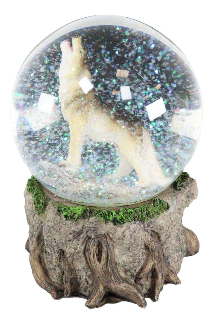 Ebros Gift Majestic Lone Wolf Howling Water Globe Collectible Water Ball Home Decor