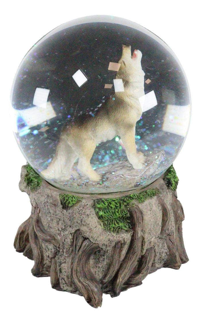 Ebros Gift Majestic Lone Wolf Howling Water Globe Collectible Water Ball Home Decor