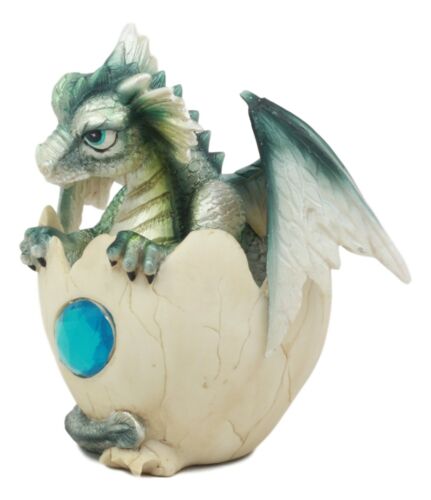 Ebros Gift March Birthstone Dragon Egg Statue Aquamarine Blue Gem Birthday Dragon Hatchling