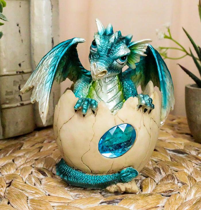 ebros gift March Birthstone Dragon Egg Statue Aquamarine Blue Gem Birthday Dragon Hatchling