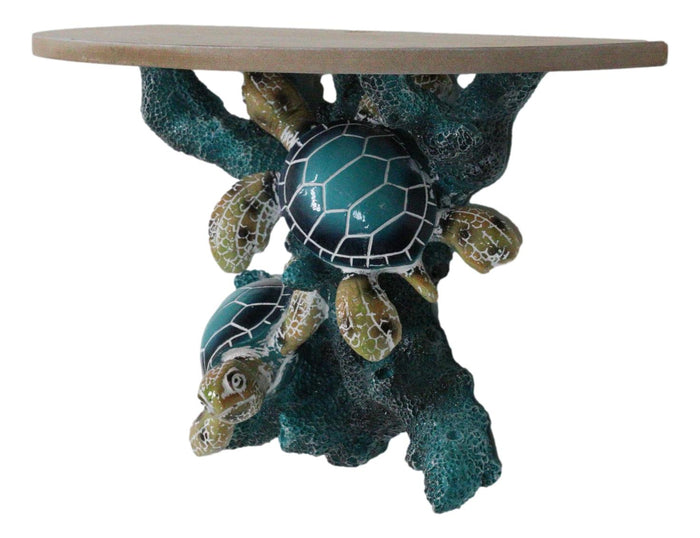 Ebros Gift Marine Blue Sea Turtles Swimming By Ocean Corals Floating Wall Bracket Shelf