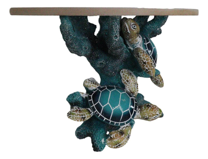 Ebros Gift Marine Blue Sea Turtles Swimming By Ocean Corals Floating Wall Bracket Shelf