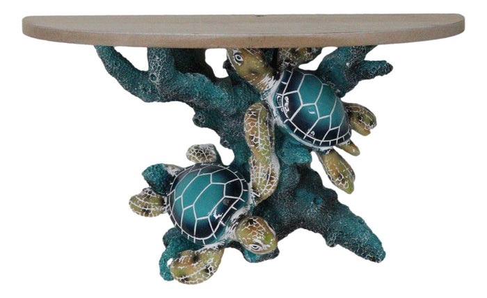 ebros gift Marine Blue Sea Turtles Swimming by Ocean Corals Floating Wall Bracket Shelf
