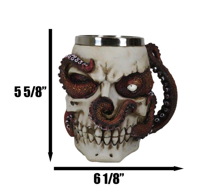 Ebros Gift Marine Cthulhu Octopus Hiding In Skull Crevices Tentacles Arm Handle Coffee Mug