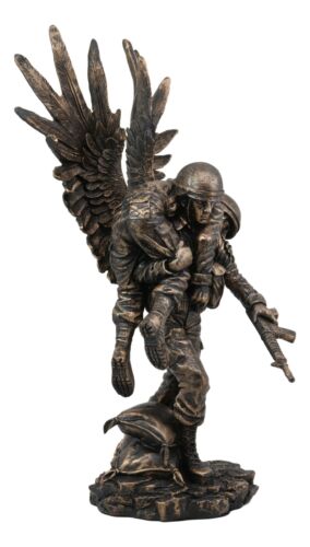 Ebros Gift Marine Guardian Angel Military Soldier Carrying A Wounded Brother Statue 13"H