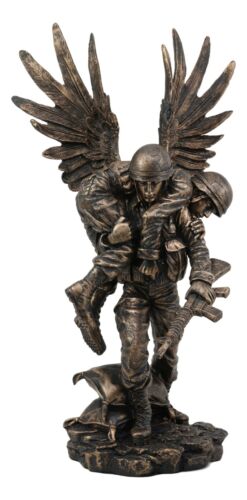 Ebros Gift Marine Guardian Angel Military Soldier Carrying A Wounded Brother Statue 13"H