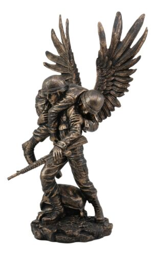 Ebros Gift Marine Guardian Angel Military Soldier Carrying A Wounded Brother Statue 13"H